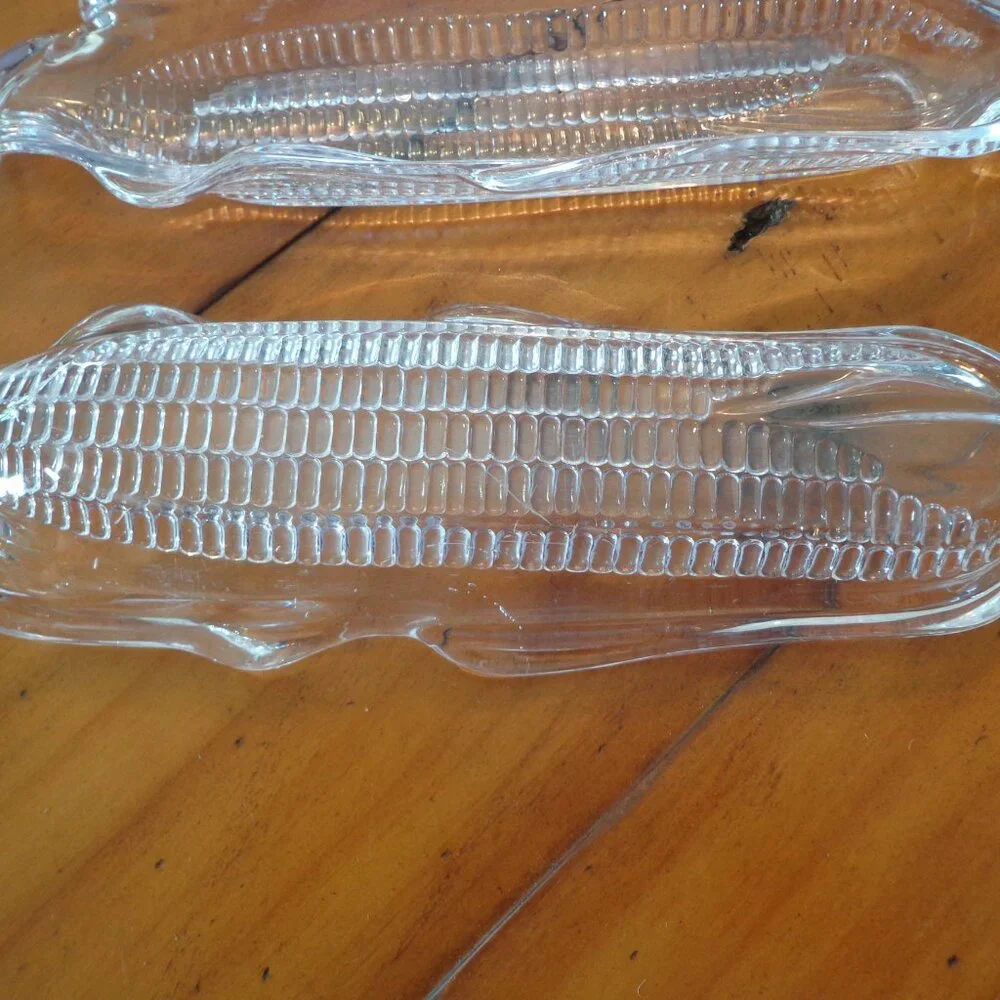 Lot of 2 Corn Dishes Hard Plastic Clear